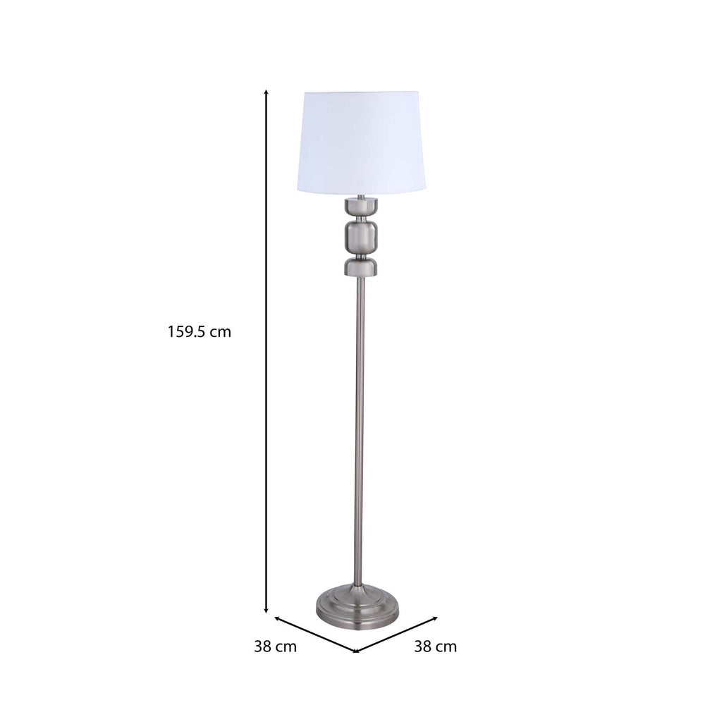 Stacked Drums Metal & Fabric Floor Lamp- Silver & White
