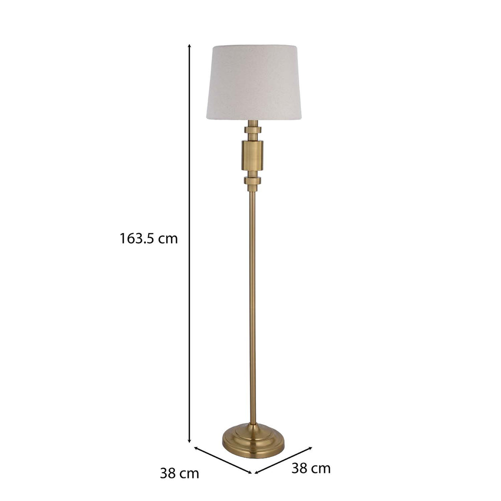 Stacked Drums Metal & Fabric Floor Lamp- Gold & Cream