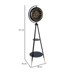 Gear Mechanism Floor Clock- Black & Gold