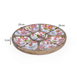 4 Compartments with Bowl Wooden Serving Platter- Pink