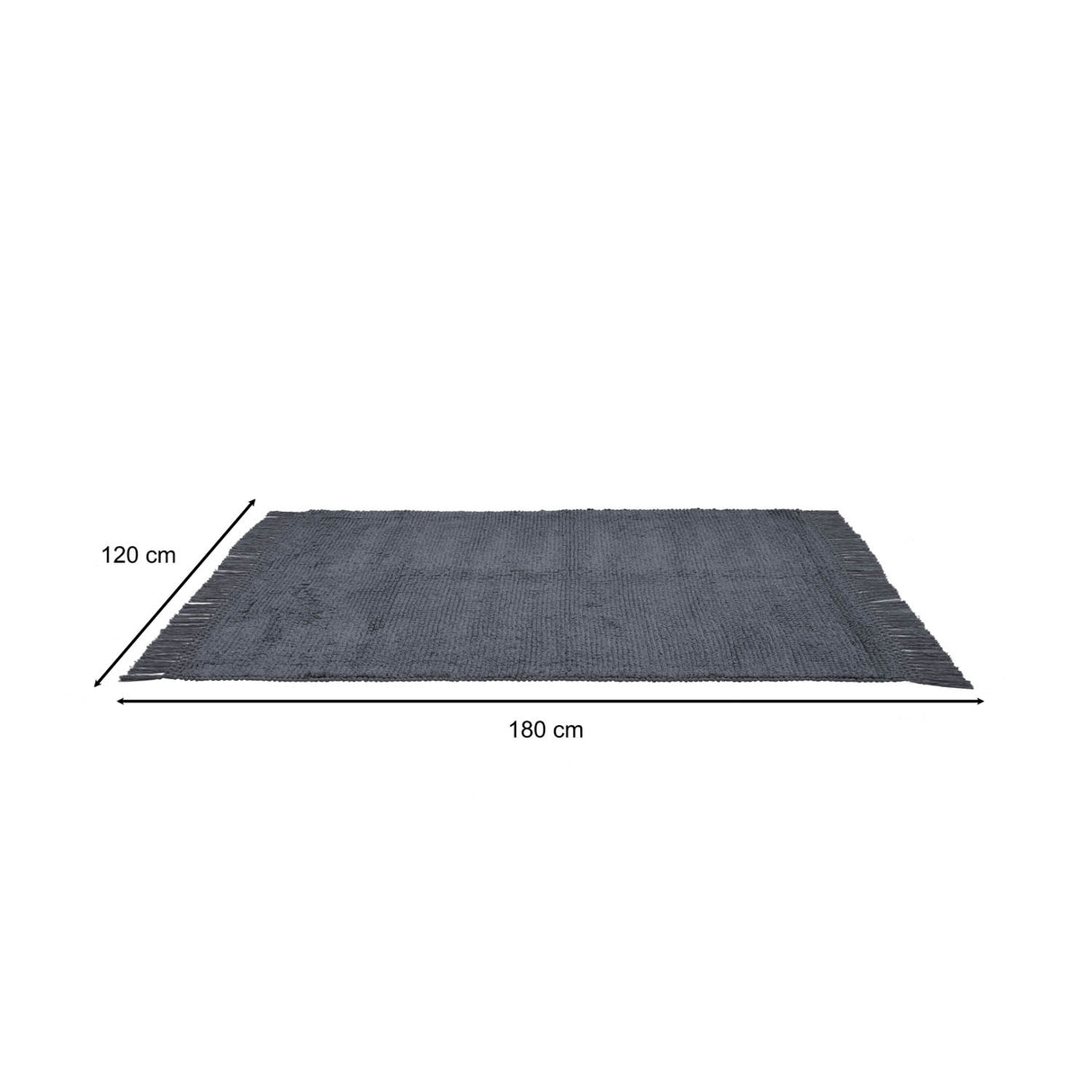 Popcorn Weave Cotton 120 x 180 cm Rug- Grey