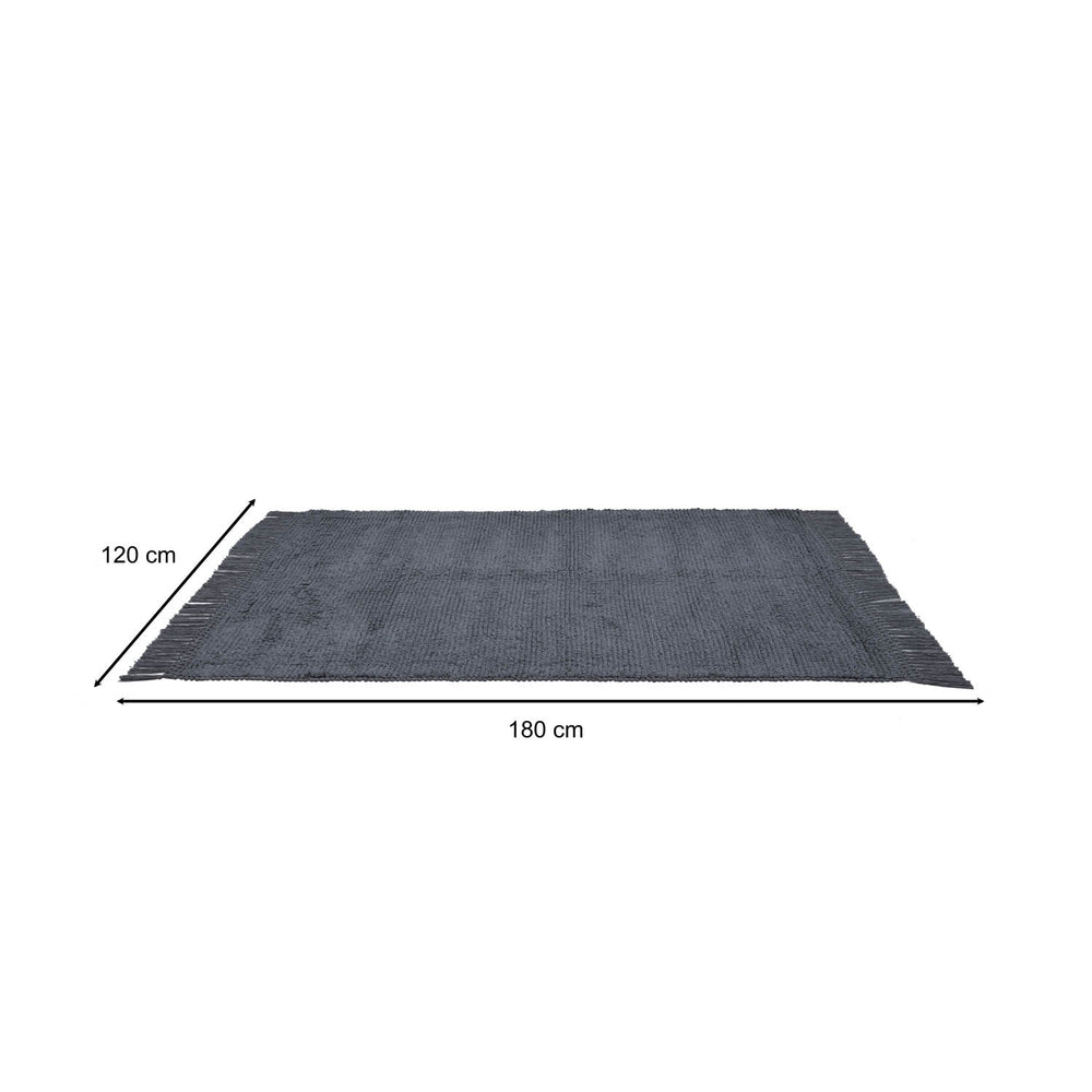 Popcorn Weave Cotton 120 x 180 cm Rug- Grey