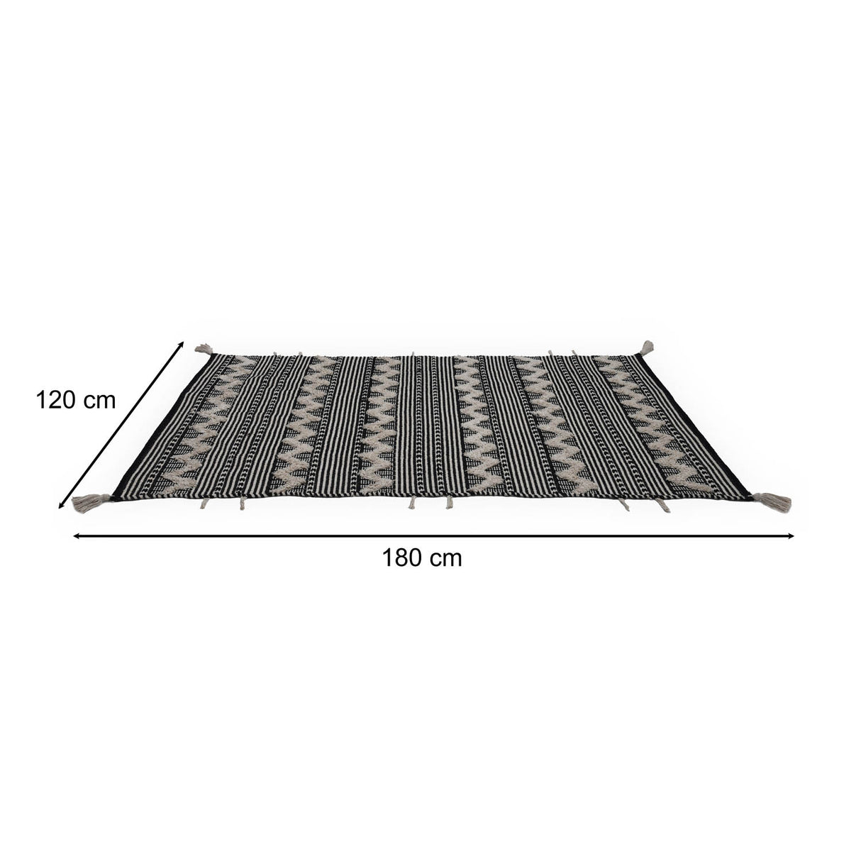 Zigzag Cotton 120 x 180 cm Rug- Black & White