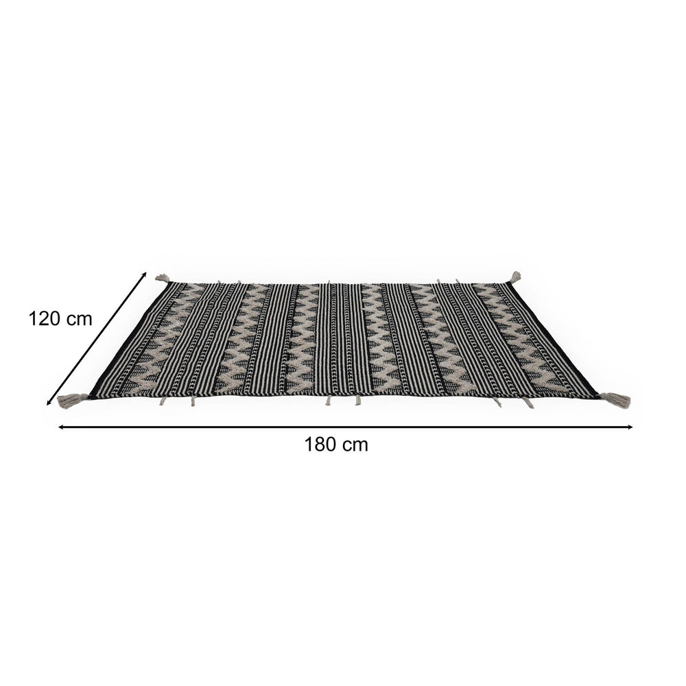 Zigzag Cotton 120 x 180 cm Rug- Black & White
