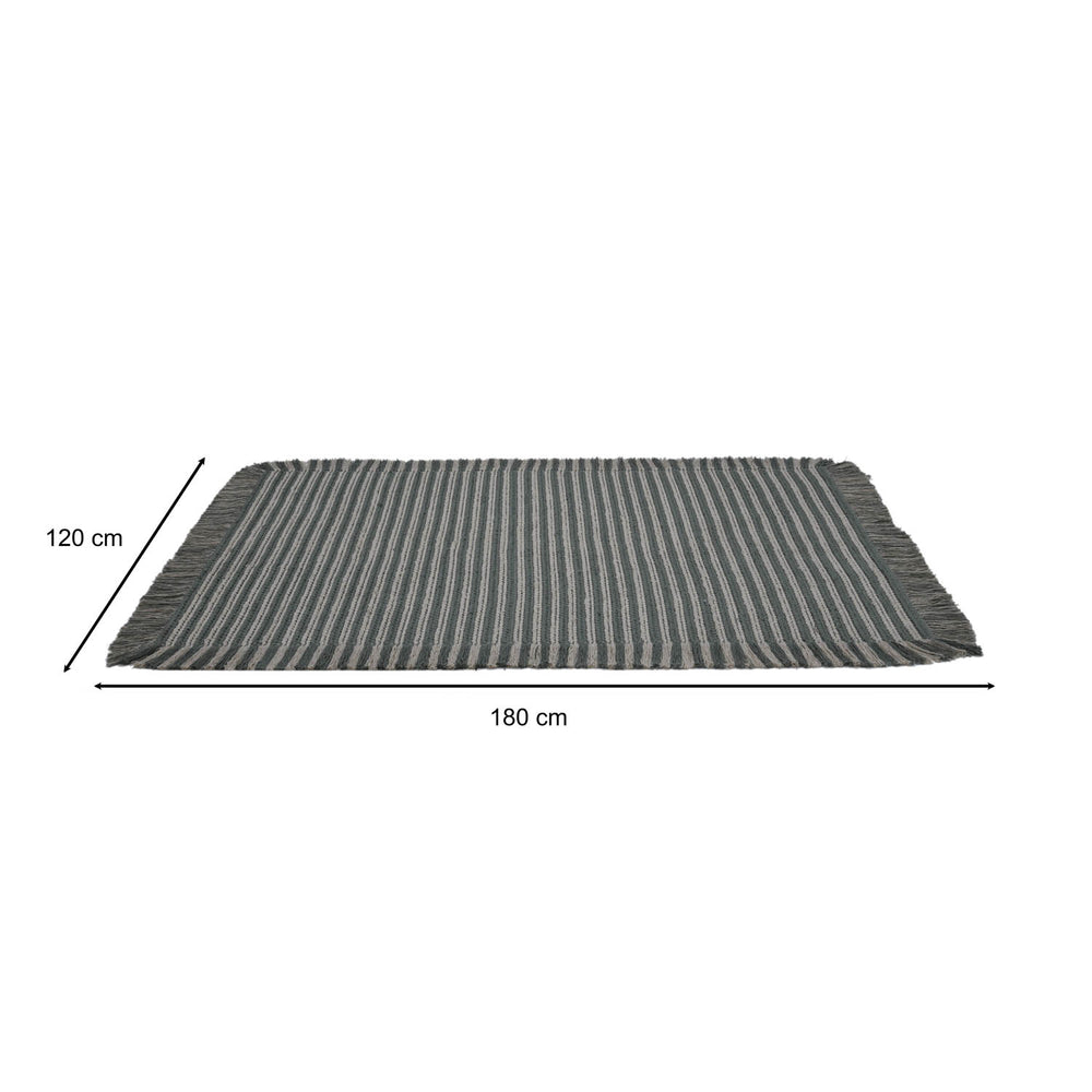 Dual Stripes Cotton 120 x 180 cm Rug- Green