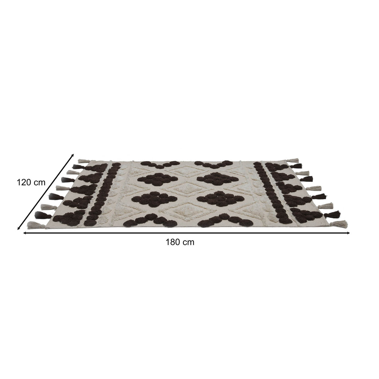 Rhombus Cotton 120 x 180 cm Rug- Beige & Brown