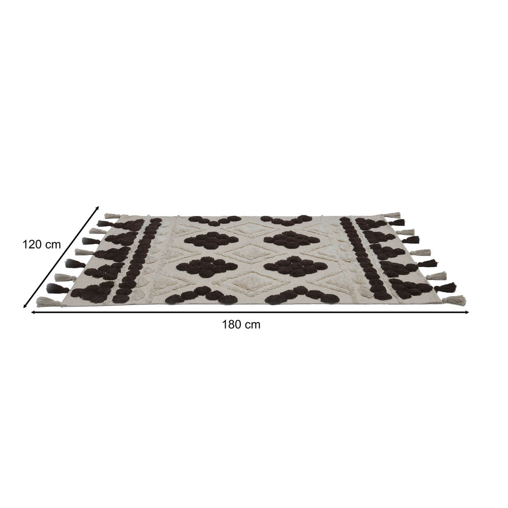 Rhombus Cotton 120 x 180 cm Rug- Beige & Brown