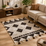 Rhombus Cotton 120 x 180 cm Rug- Beige & Brown
