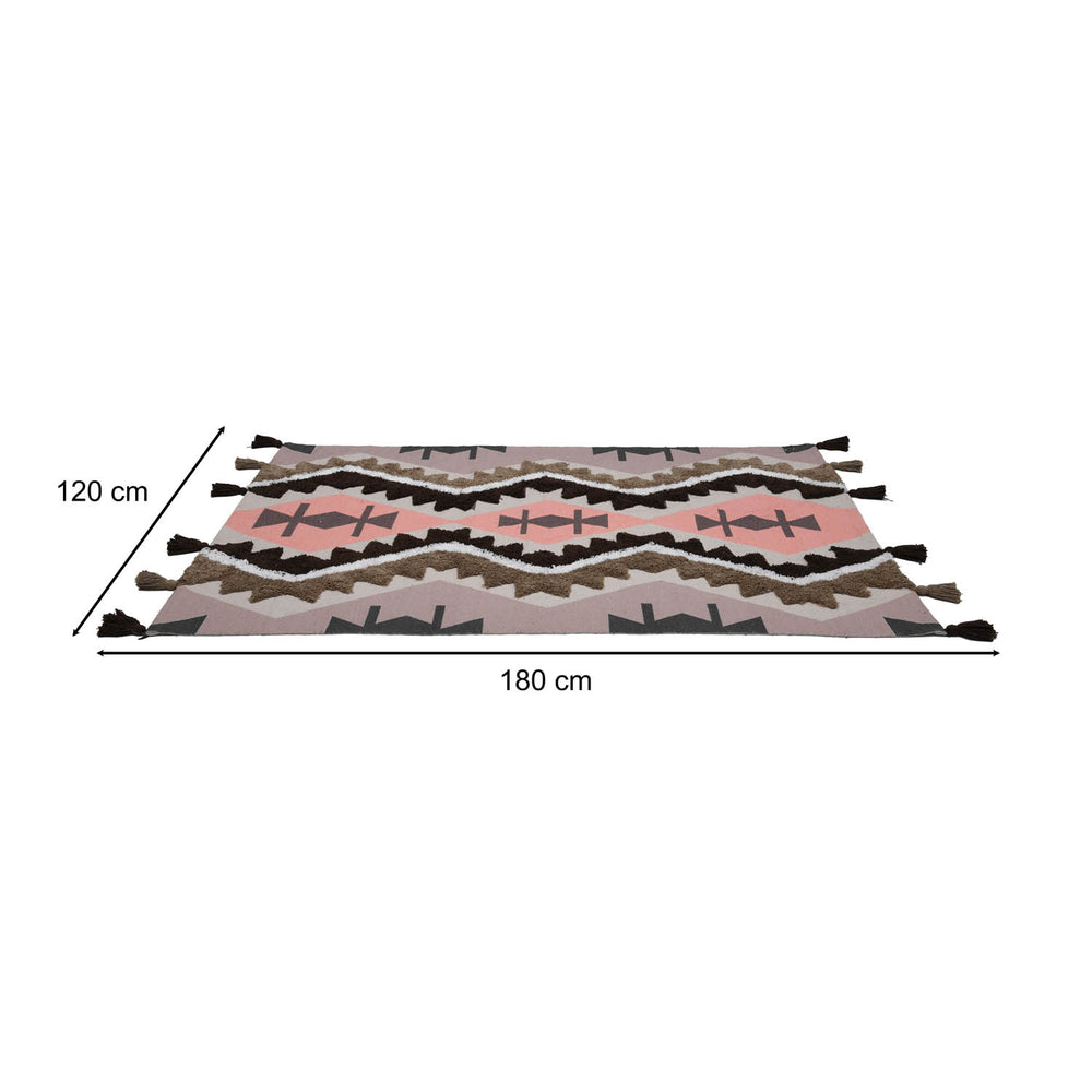 Zigzag Cotton 120 x 180 cm Rug- Brown & Peach