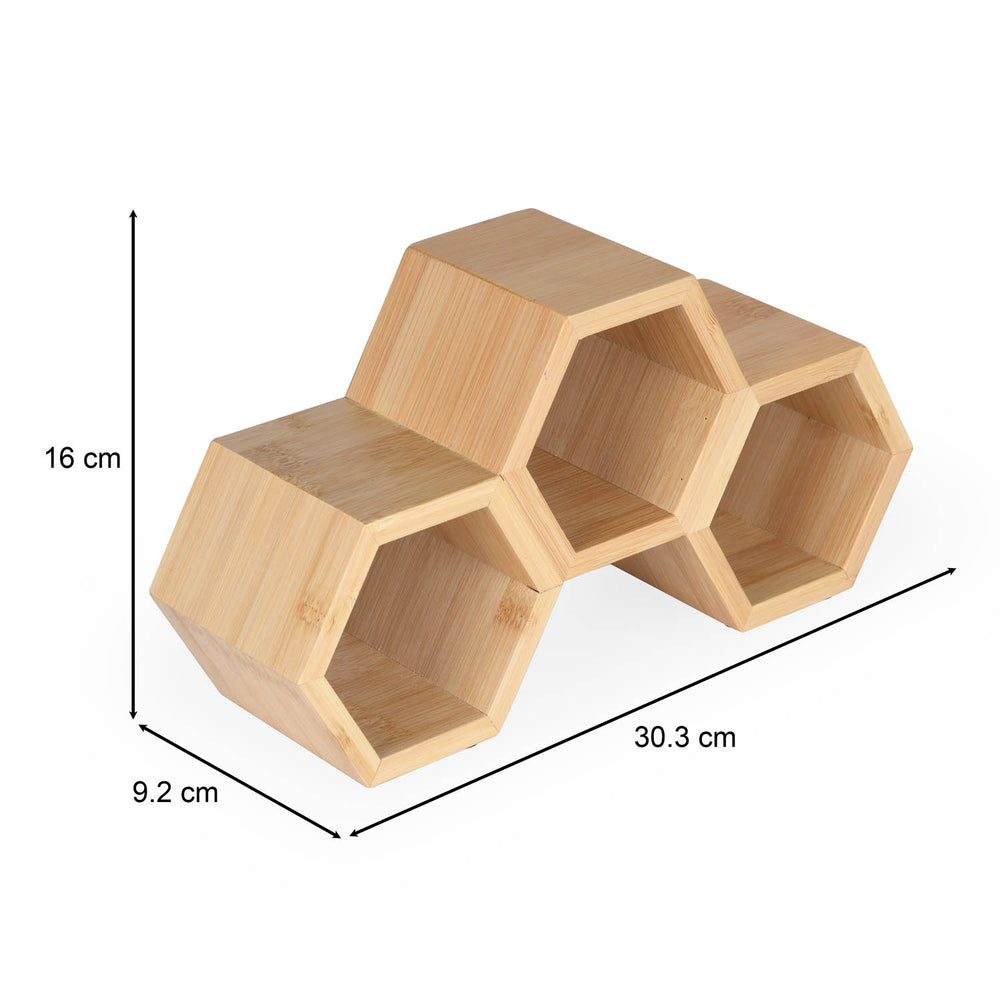 Bamboo Wine Bottle Holder with 3 Racks- Beige