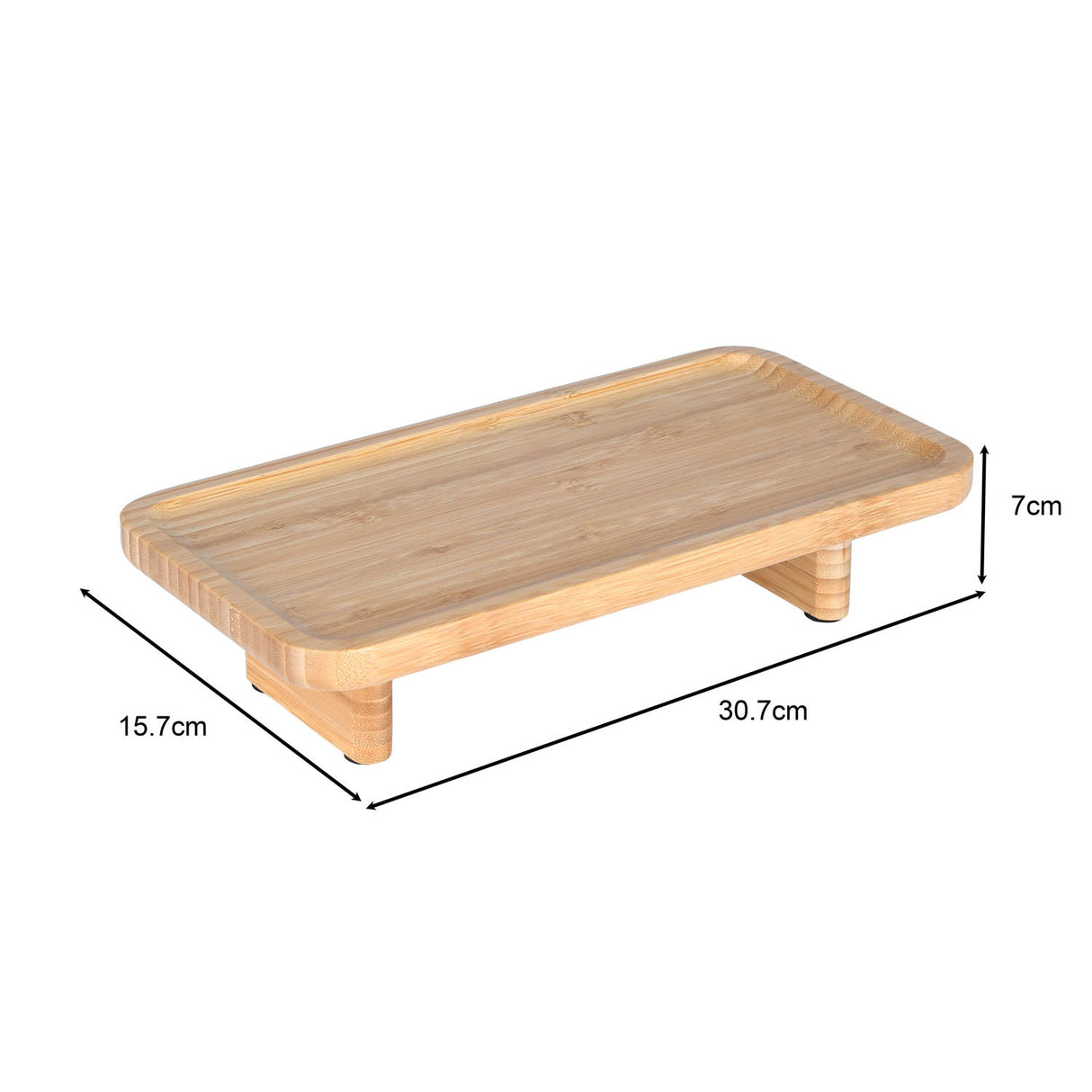 Bamboo Serving Plate with 2 Legs- Beige