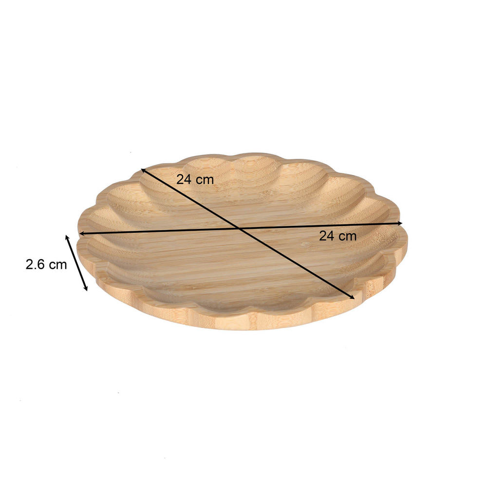 Curved Bamboo Serving Plate- Large, Beige