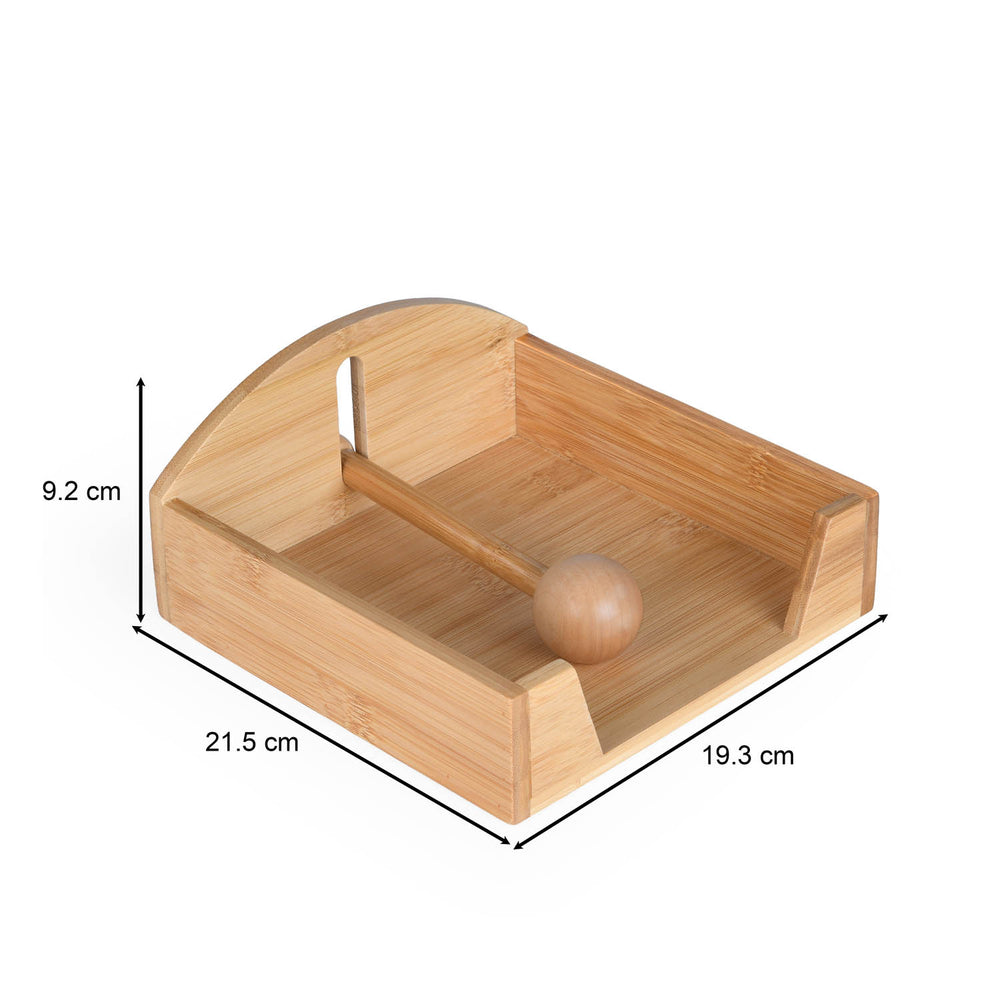 Horizontal Bamboo Tissue Box- Beige