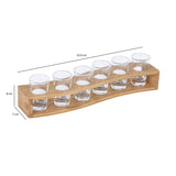 Bamboo Serving Tray with 6 Shot Glasses- Beige