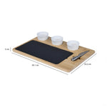 Cheese Plate Board Set with 3 Dip Bowls- Beige