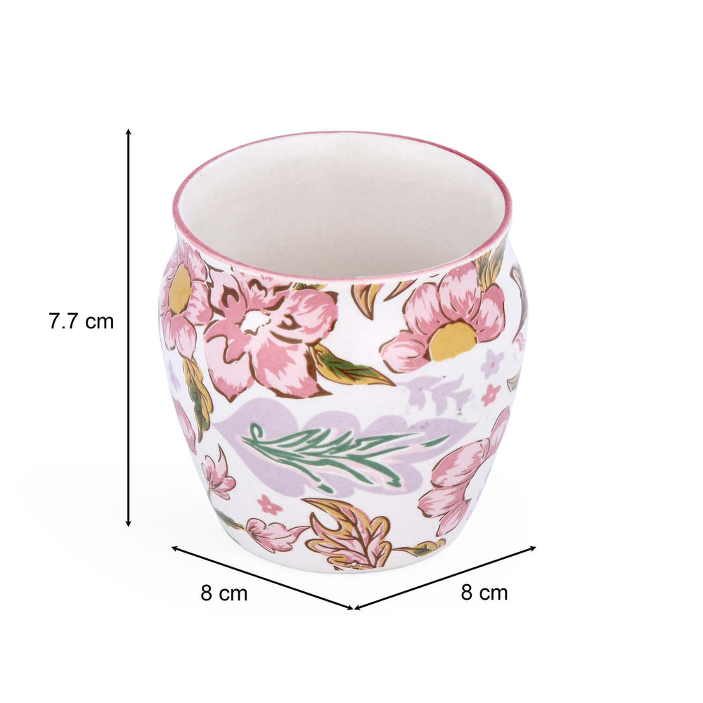 Floral Kulhad Mug- Pink