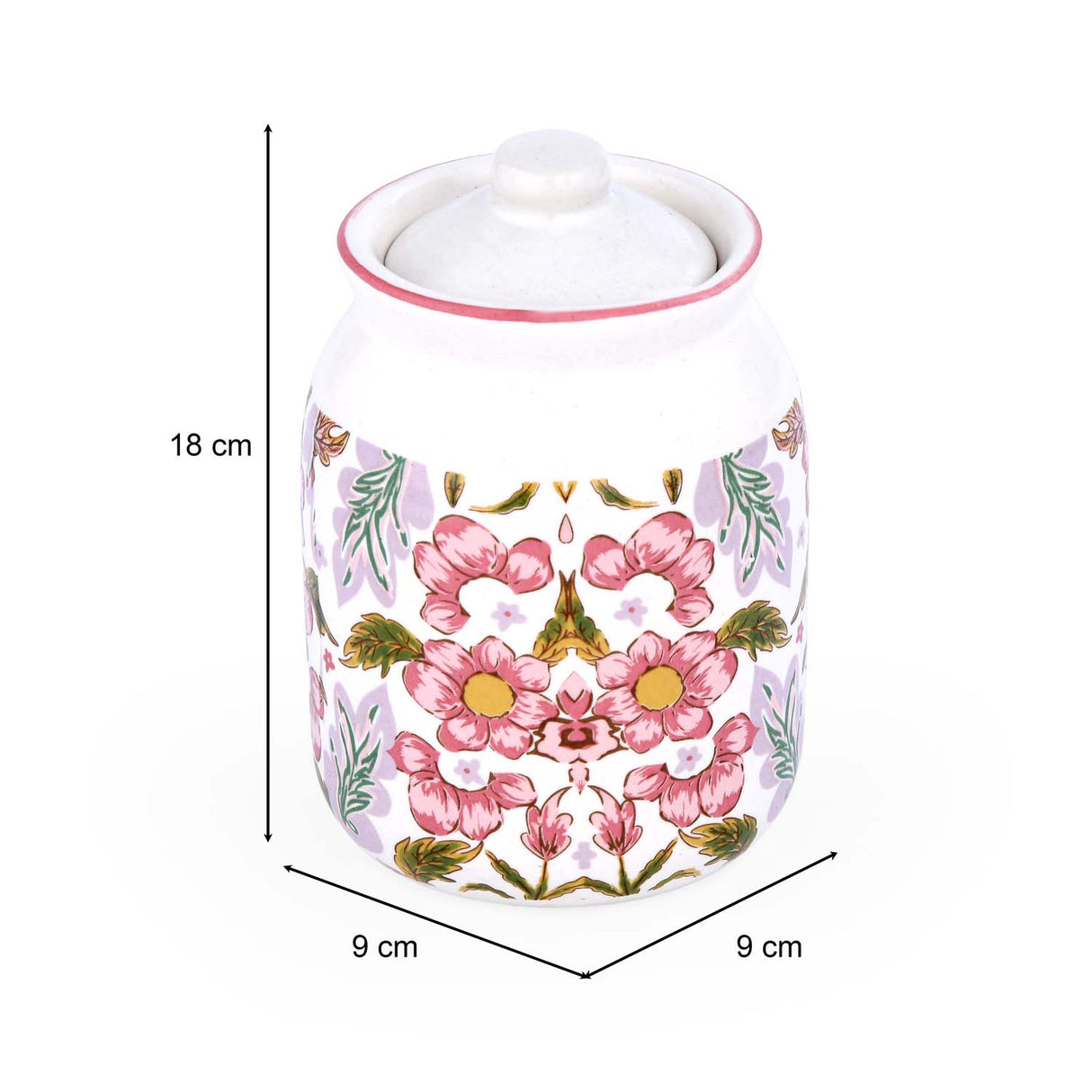 Floral Cannister Jar with Lid- Pink