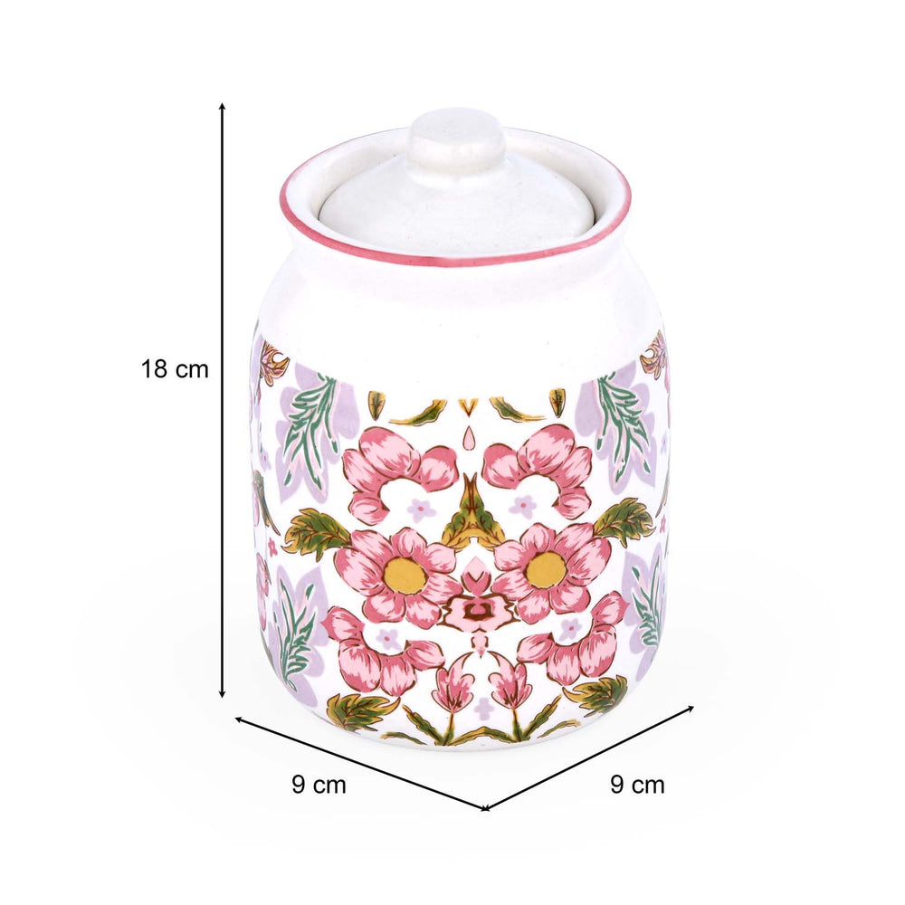 Floral Cannister Jar with Lid- Pink