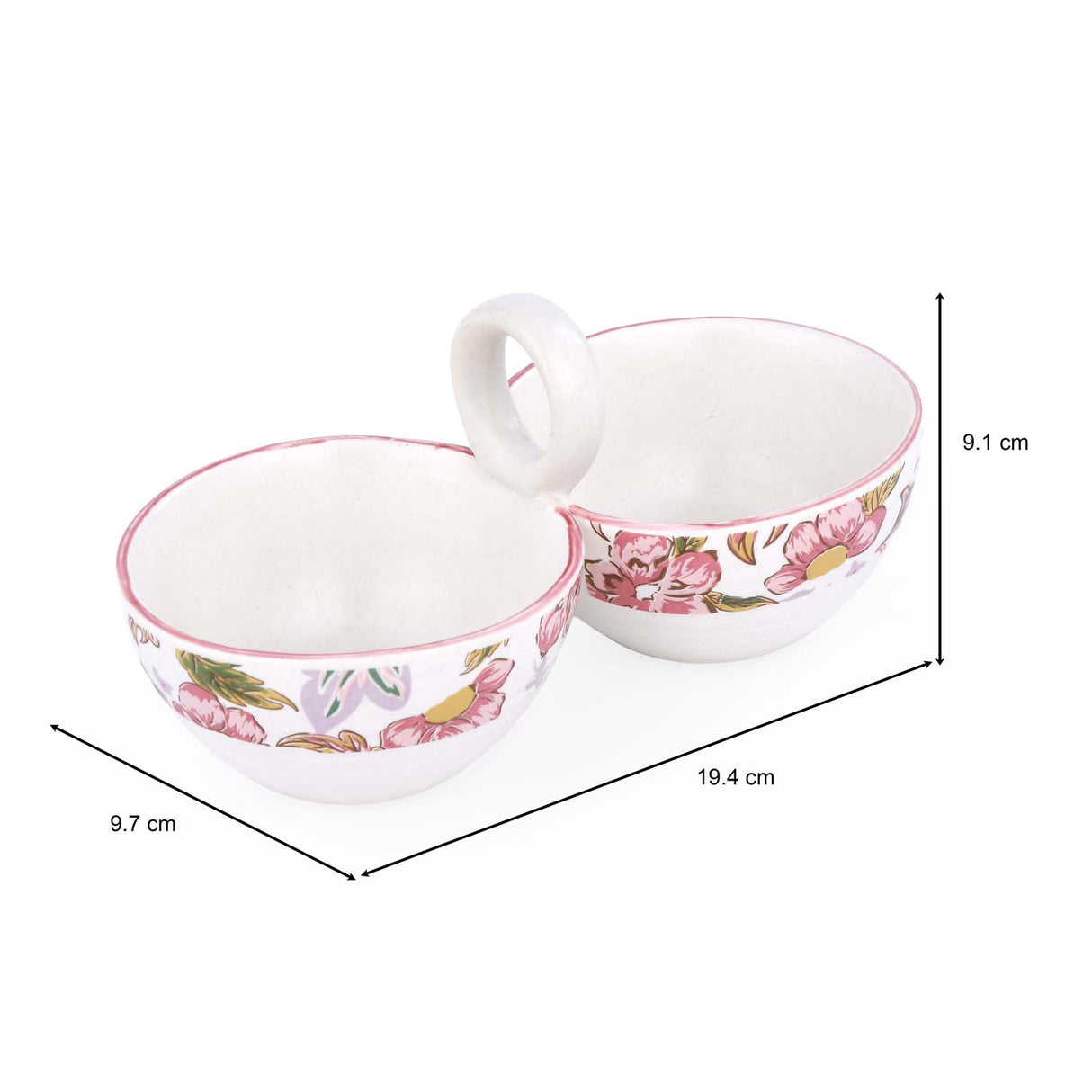 Floral Dual Condiment Bowls- Pink