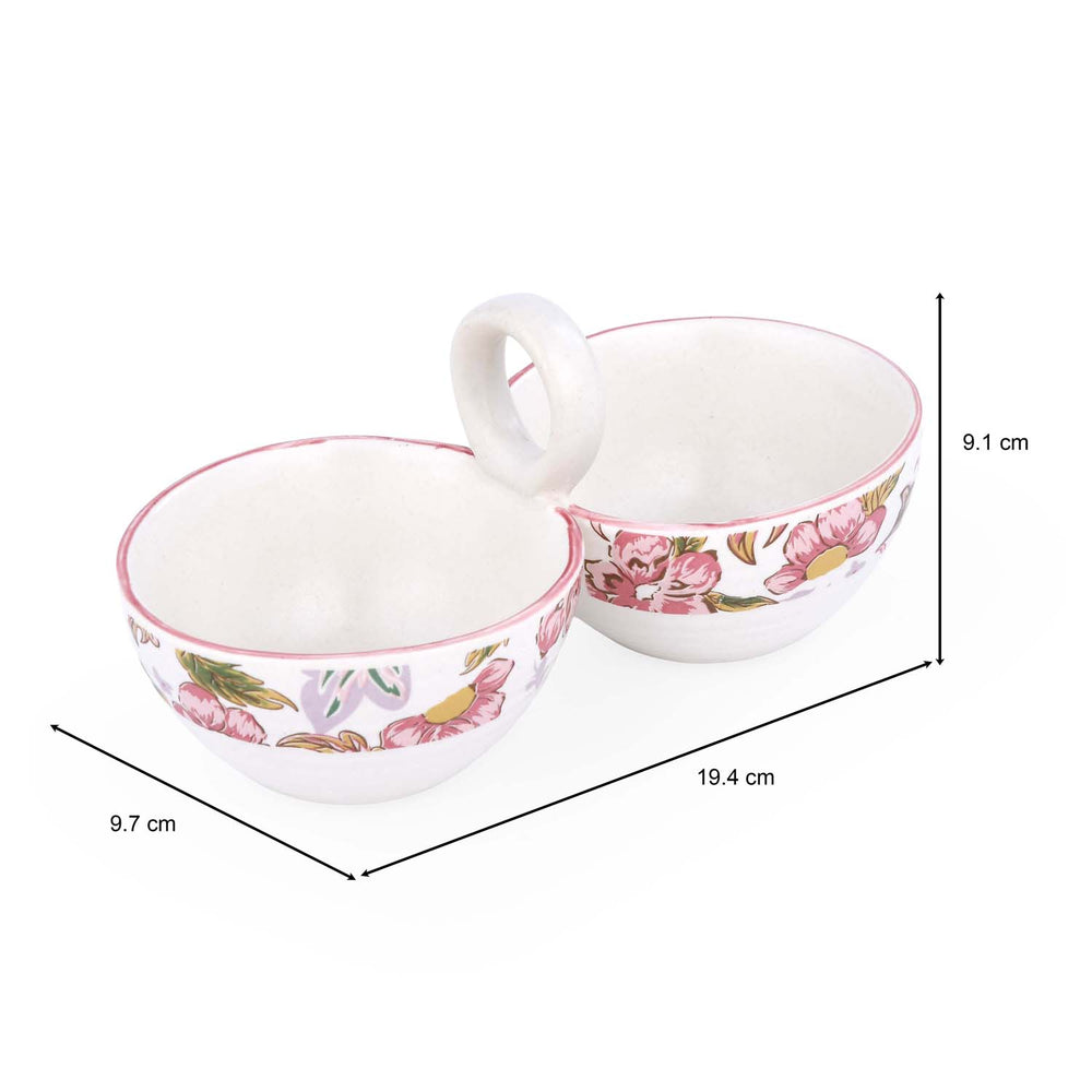 Floral Dual Condiment Bowls- Pink
