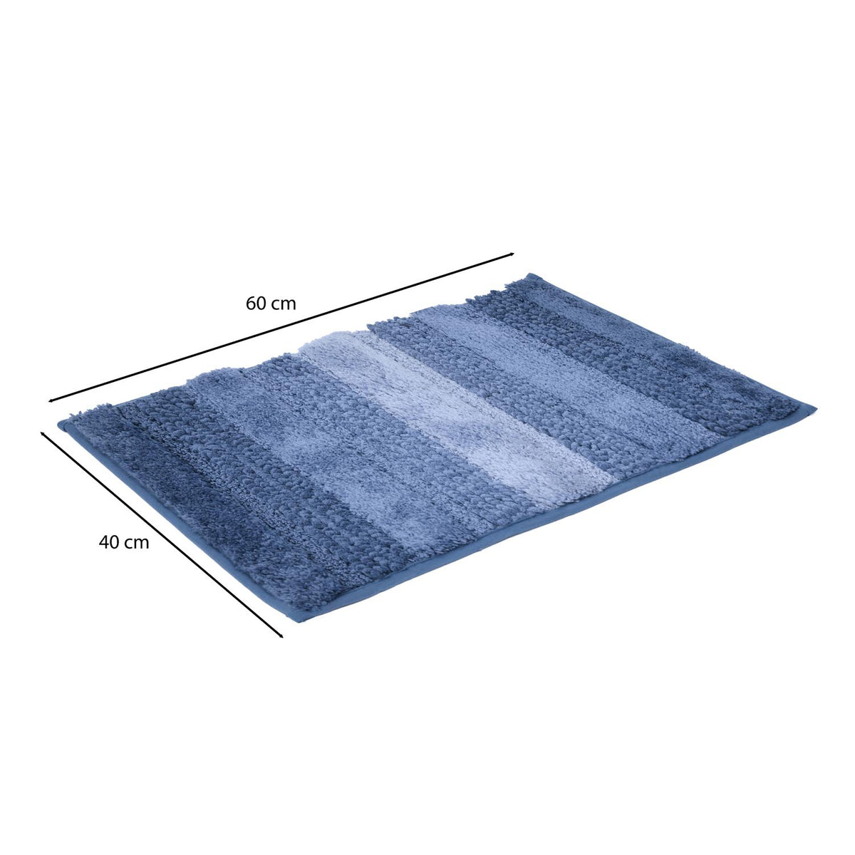Dual Pattern Polyester 16" x 24" Bath Mat- Blue