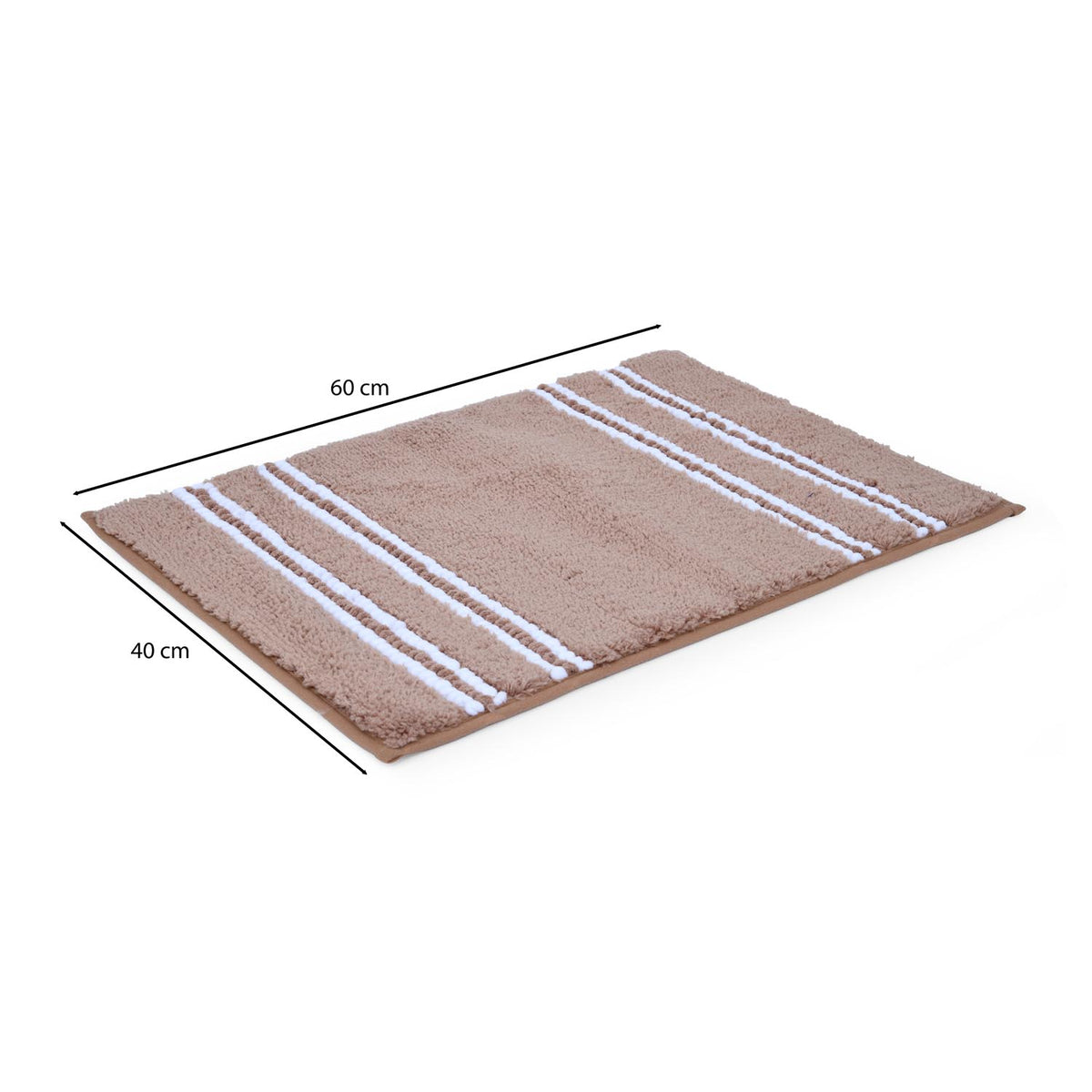 Dual Pattern Polyester 16" x 24" Bath Mat- Light Brown