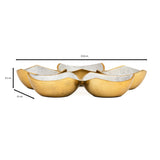 Five Bowls Round Serving Platter- White & Gold