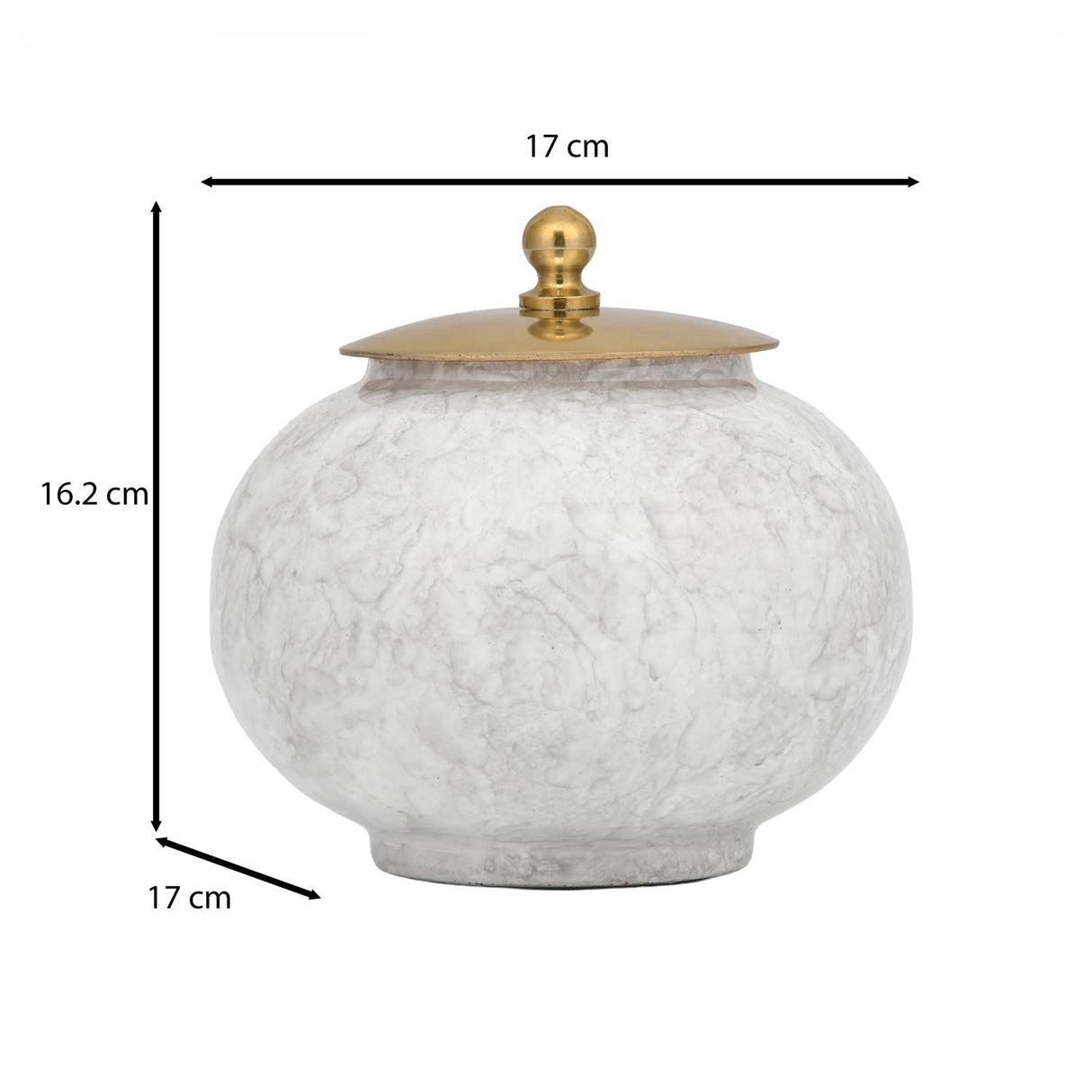 Round Metal Cannister with Lid- White & Gold
