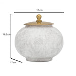 Round Metal Cannister with Lid- White & Gold