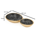 Two Compartments Oval Serving Platter- Black & Gold