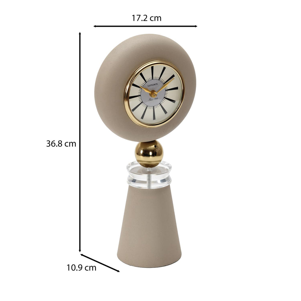Round Table Clock with Stand- Taupe