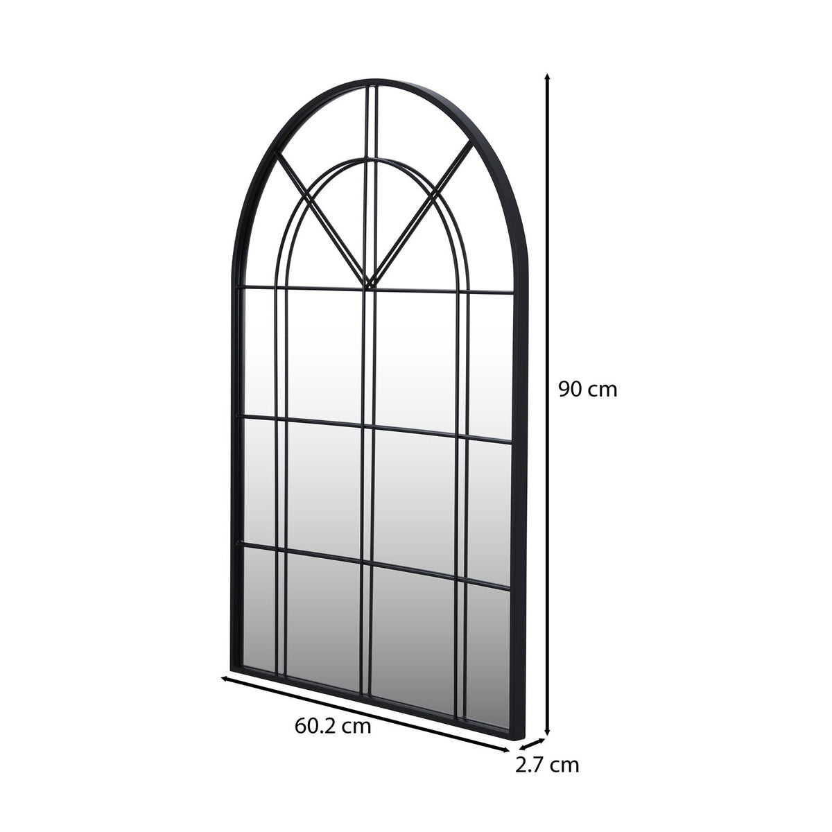 Decorative Arched Grid Wall Mirror - Black