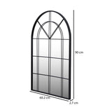 Decorative Arched Grid Wall Mirror - Black