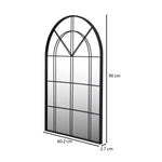Decorative Arched Grid Wall Mirror - Black
