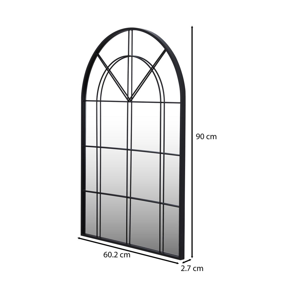 Decorative Arched Grid Wall Mirror - Black