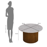 Orbis Marble Top Center Table Set of 2- Walnut
