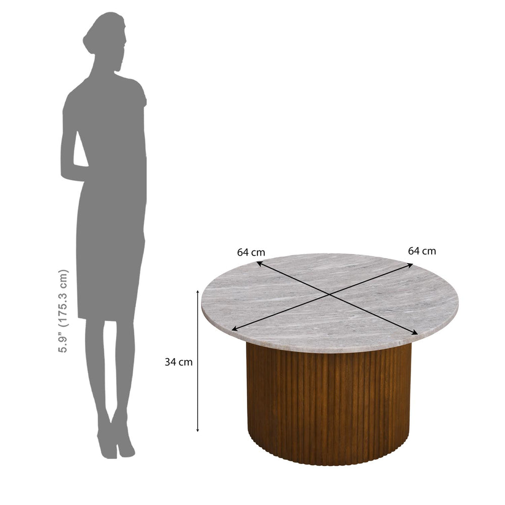 Orbis Marble Top Center Table Set of 2- Walnut