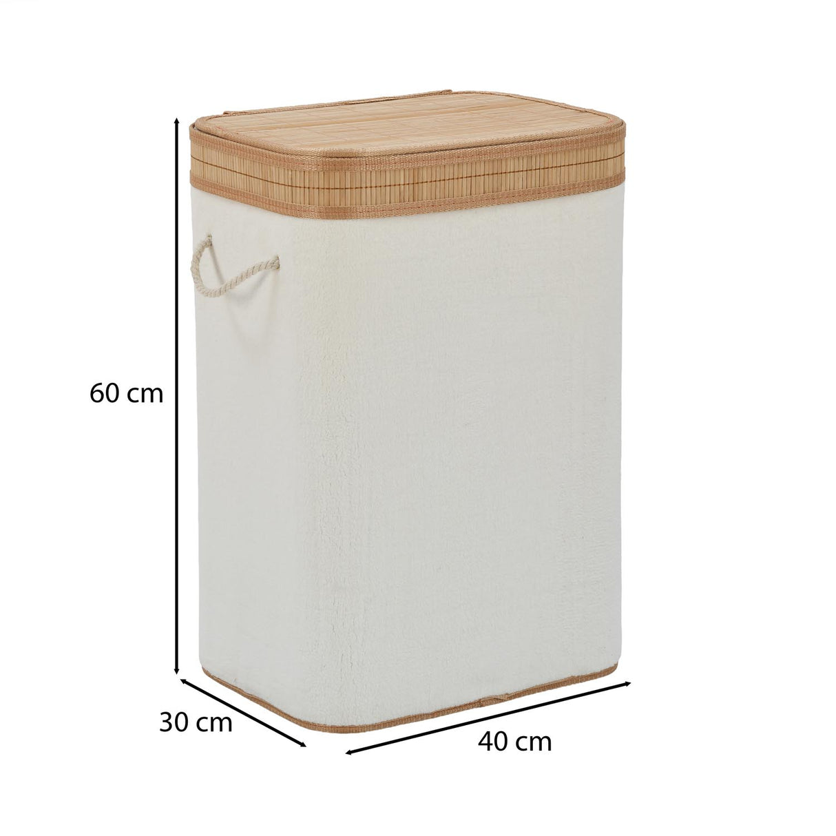 Plush Bamboo and Polyester Laundry Cover Bag- White