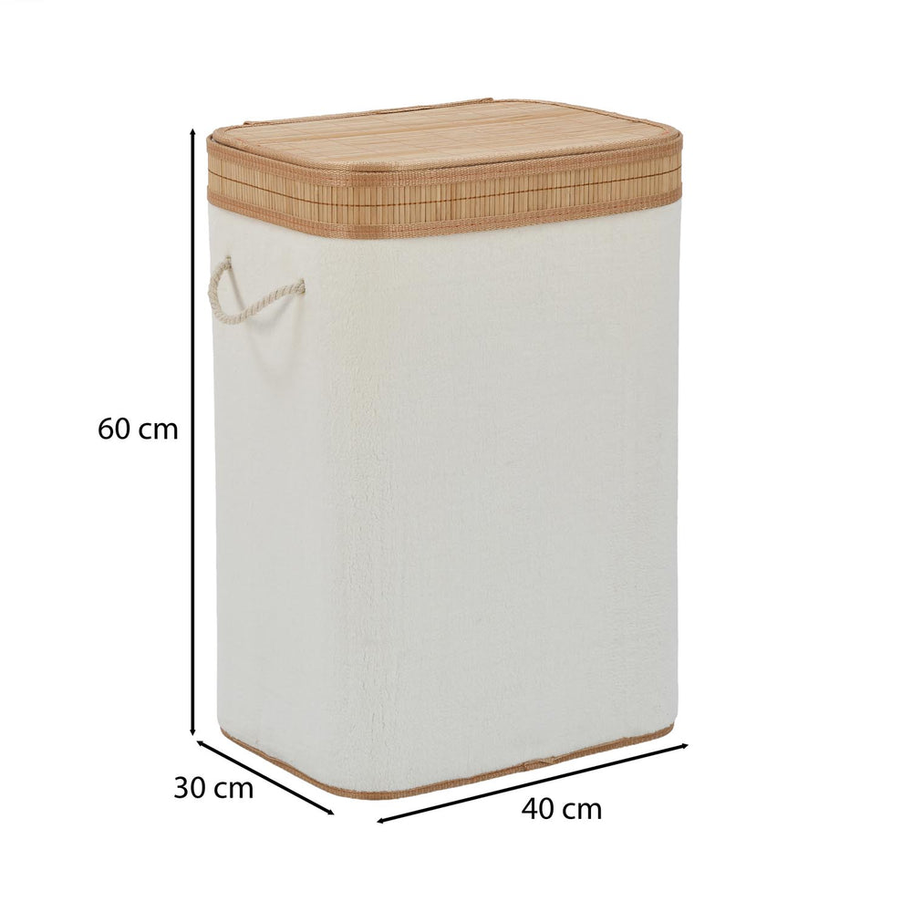 Plush Bamboo and Polyester Laundry Cover Bag- White