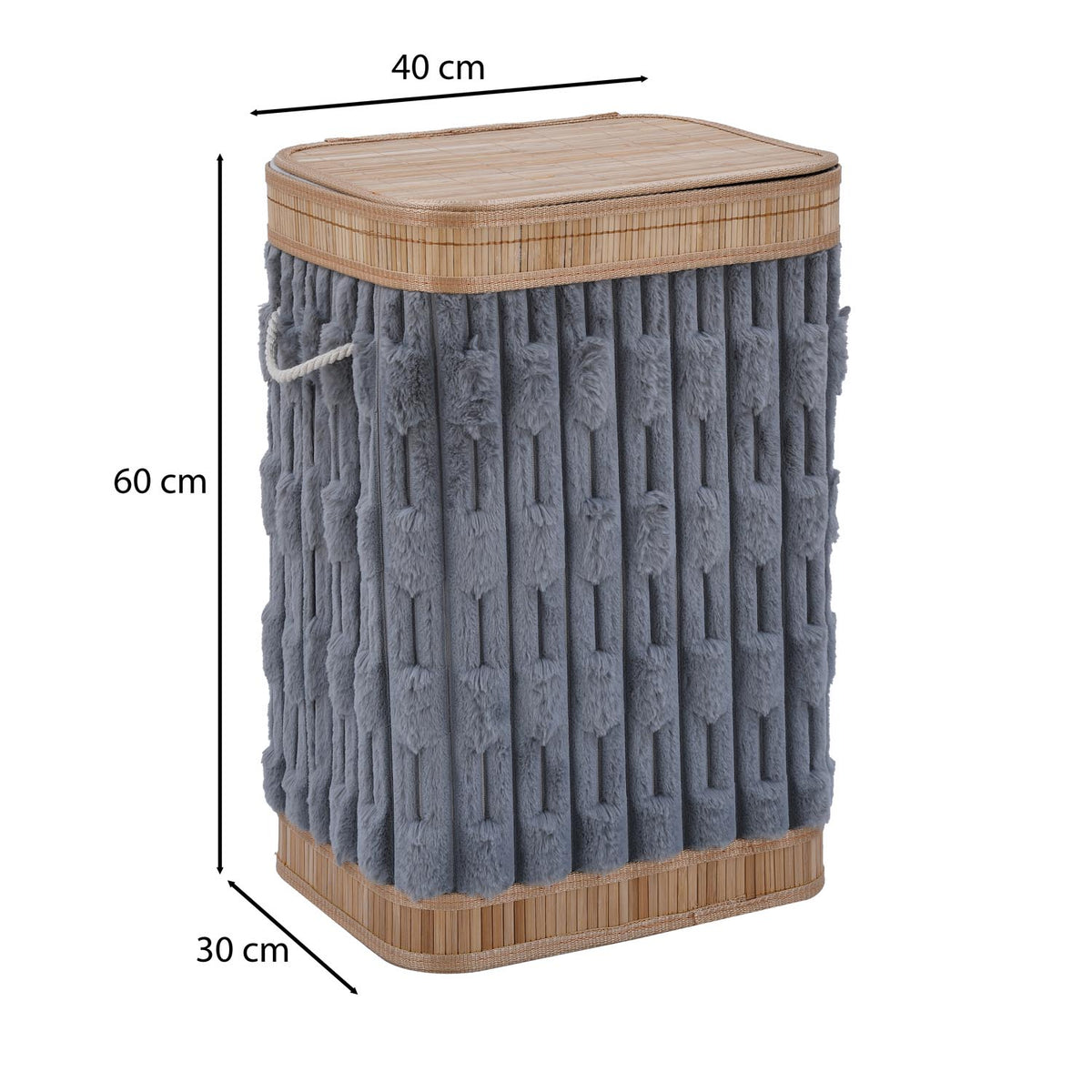 Decorative Bamboo and Polyester Laundry Bag Cover- Grey