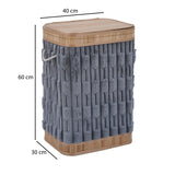 Decorative Bamboo and Polyester Laundry Bag Cover- Grey