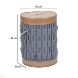 Decorative Bamboo and Polyester Laundry Bag Cover- Grey