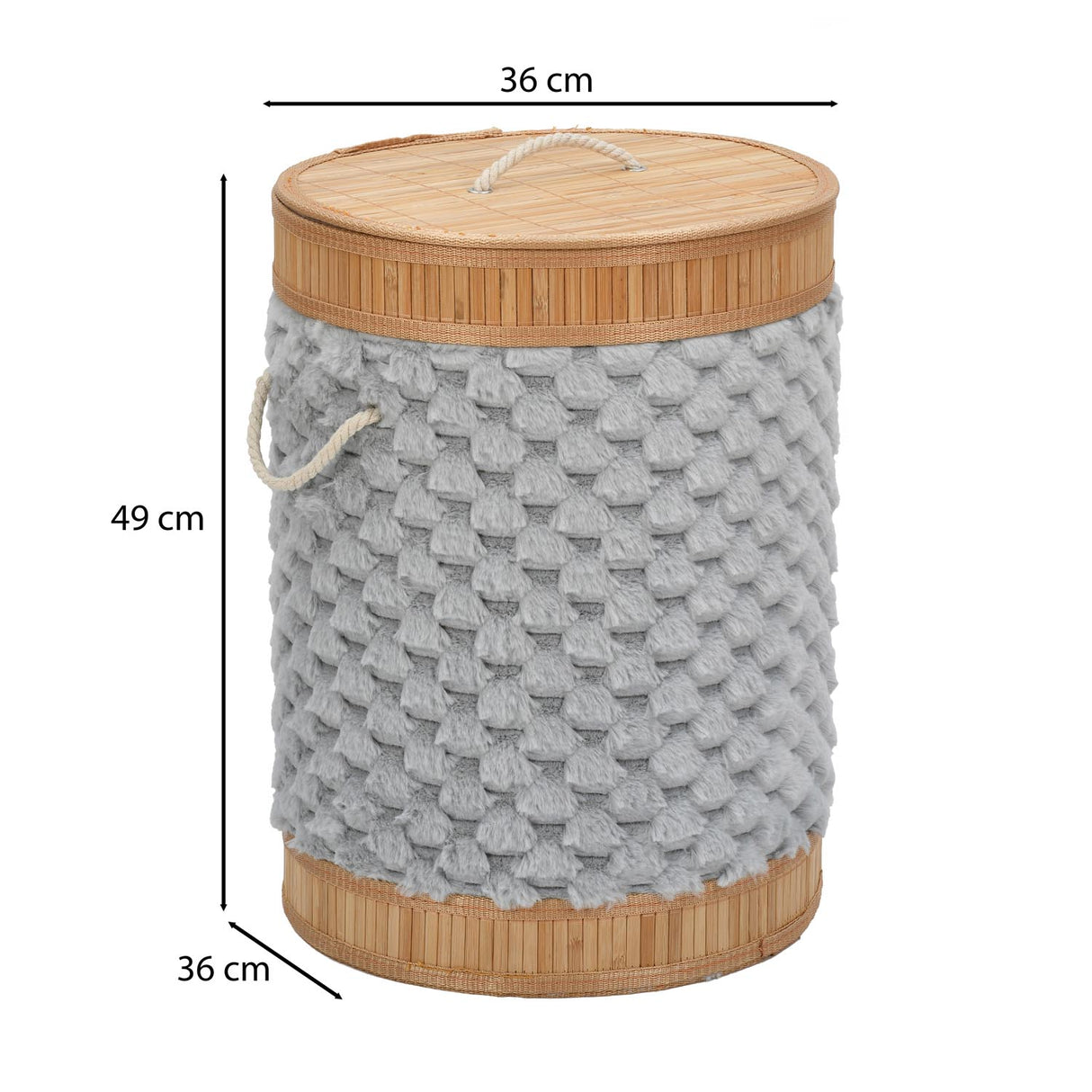 Diamond Pattern Bamboo and Polyester Laundry Bag Cover- Grey