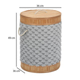 Diamond Pattern Bamboo and Polyester Laundry Bag Cover- Grey