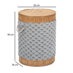 Diamond Pattern Bamboo and Polyester Laundry Bag Cover- Grey