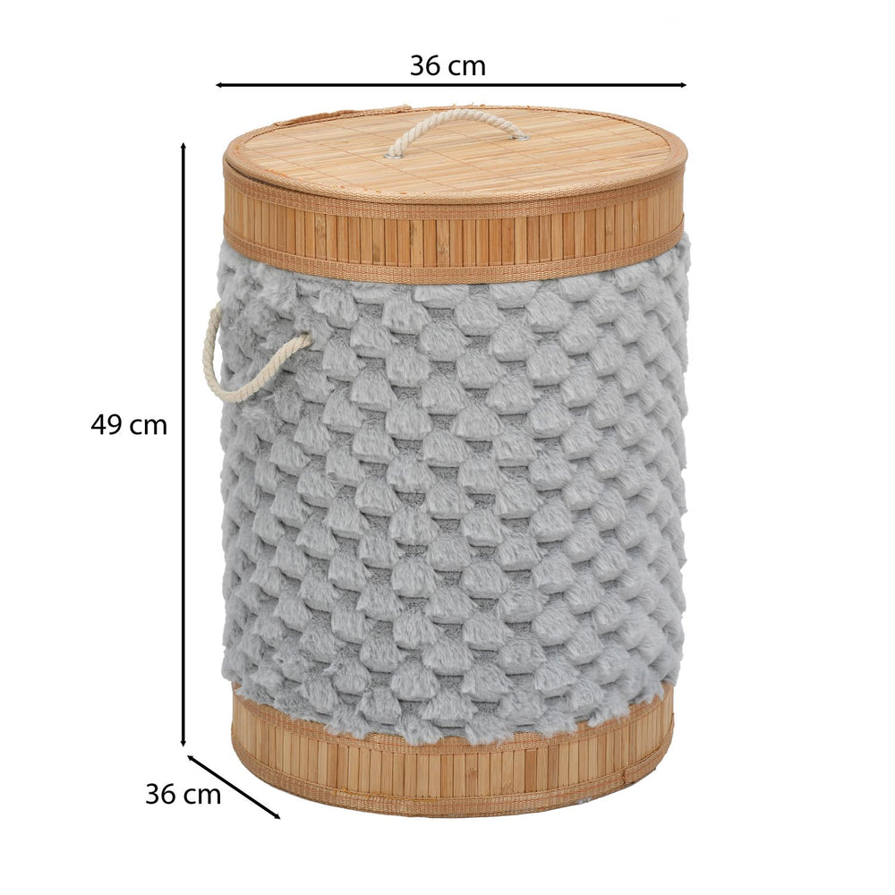 Diamond Pattern Bamboo and Polyester Laundry Bag Cover- Grey