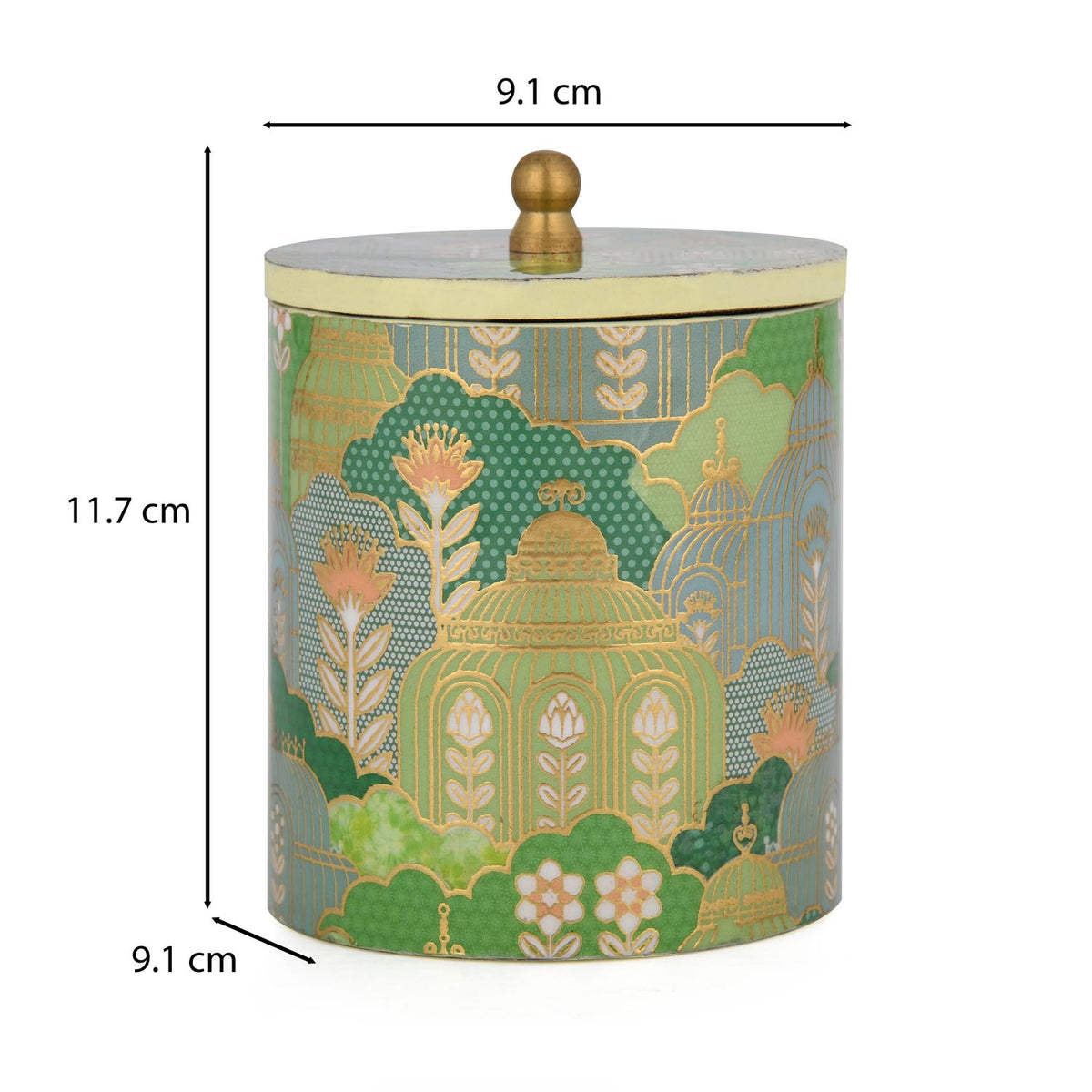 Small Round Cannister With Lid- Green