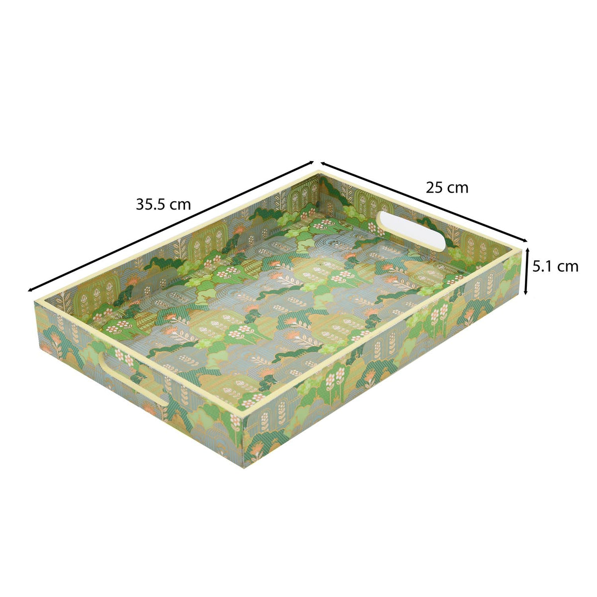 Decorative Tray With Handle- Green