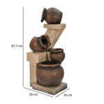Zig Zag Trio Pots Polyresin Water Fountain- Brown