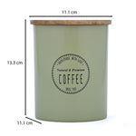 Iron Coffee Canister with Wooden Lid- Sage Green